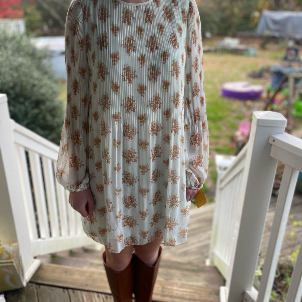 Wilfred blue and Brown Floral Long Sleeve Dress